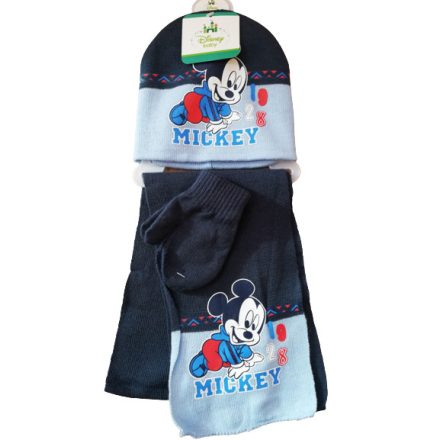 Disney Mickey kötött sapka, sál, kesztyű szett