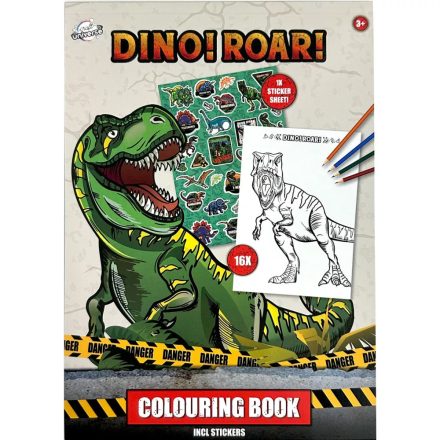 Dinoszaurusz Roar színező matricával 16 oldal