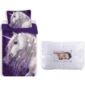 Unikornis Purple ágynemű szett ovis 100x135cm, 40x60 cm 