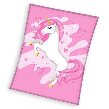 Unikornis Pink Heart polár takaró 150x200cm