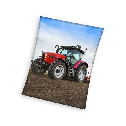 Traktor Red coral fleece polár takaró 130x160cm