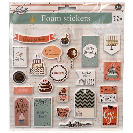 Színes Party Time szivacs matrica 22 db-os