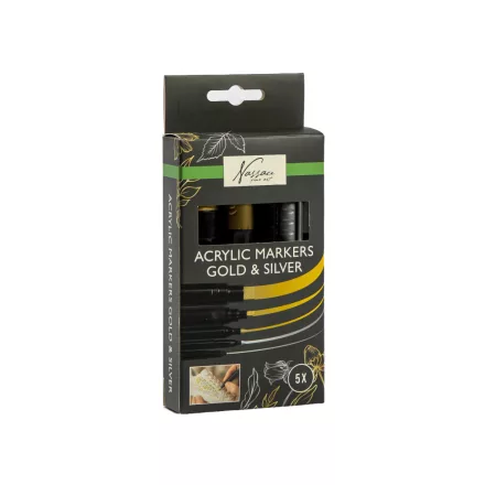 Színes Nassau Gold&Silver akril filctoll szett 5 db-os