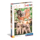 Állatos Brothers in Fur 2x60 db-os puzzle Clementoni