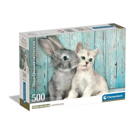 Állatos Cat & Bunny 500 db-os puzzle Compact Clementoni