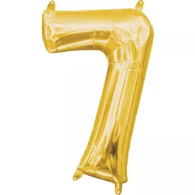 Gold, Arany mini szám fólia lufi 7-es 40 cm