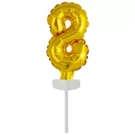 Gold, Arany 8-as szám fólia lufi tortára 13 cm