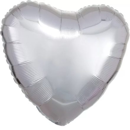 Metallic Silver szív fólia lufi 43 cm