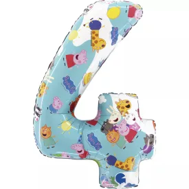Peppa malac Blue 4-es szám fólia lufi 66 cm