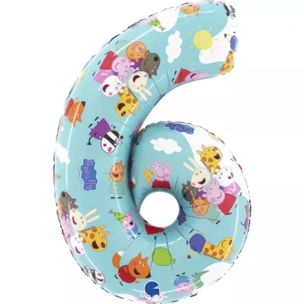 Peppa malac Blue 6-os szám fólia lufi 66 cm