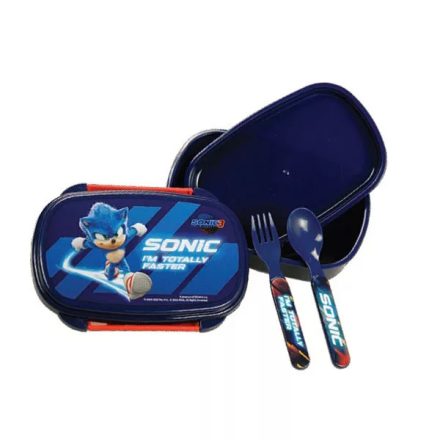 Sonic a sündisznó Faster szendvicsdoboz + evőeszköz szett