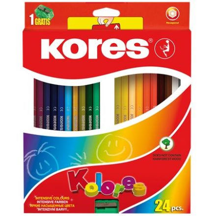 Kores Színes ceruza készlet, hatszögletű, Hexagonal, 24 különböző szín