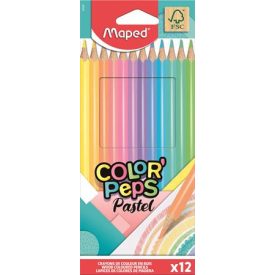   Színes ceruza készlet, háromszögletű, MAPED "Color'Peps Pastel", 12 különböző pasztell színek