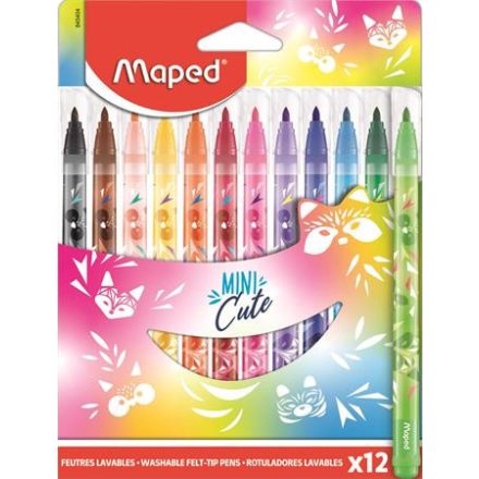 Filctoll készlet, 2,8 mm, kimosható, MAPED "Mini Cute", 12 különböző szín