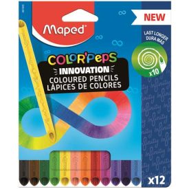  Színes ceruza készlet, háromszögletű, MAPED "Color'Peps INFINITY", 12 különböző szín