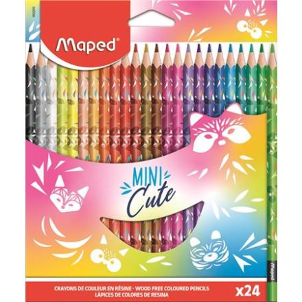 Maped Színes ceruza készlet, háromszögletű Mini Cute, 24 különböző szín