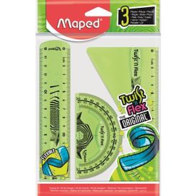   Vonalzókészlet, műanyag, törhetetlen, 3 darabos, MAPED "Twist'n Flex"