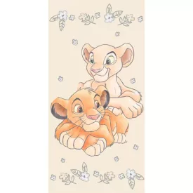  Disney Az Oroszlánkirály Simba & Nala fürdőlepedő, strand törölköző Yellow 70x140cm