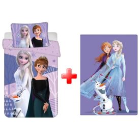   Disney Jégvarázs Purple gyerek ágyneműhuzat és polár takaró szett