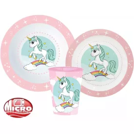   Unikornis Range étkészlet, micro műanyag szett, pohárral 260 ml