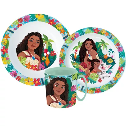 Disney Vaiana Lagoon étkészlet, micro műanyag szett bögrével 350 ml
