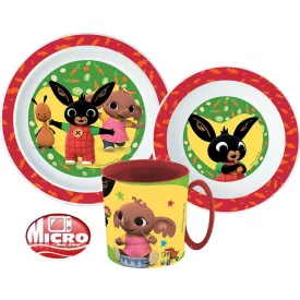   Bing Happy Bunny étkészlet, micro műanyag szett bögrével 390 ml