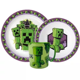   Minecraft The Movie étkészlet, micro műanyag szett bögrével 390 ml