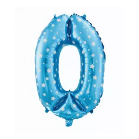 Kék Blue with Stars 0-ás szám fólia lufi 61 cm