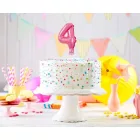 Rózsaszín 4-es Pink szám fólia lufi tortára 13 cm