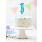 Kék 1-es Light Blue szám fólia lufi tortára 13 cm