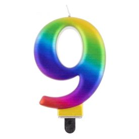 Színes 9-es Galaxy számgyertya, tortagyertya