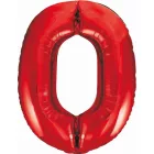 Piros 0-ás Red szám fólia lufi 85 cm