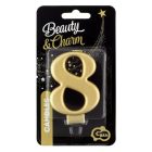 Arany 8-as Metallic számgyertya, tortagyertya