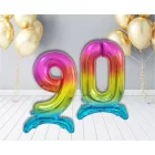 Színes Rainbow 9-es szám fólia lufi talppal 74 cm