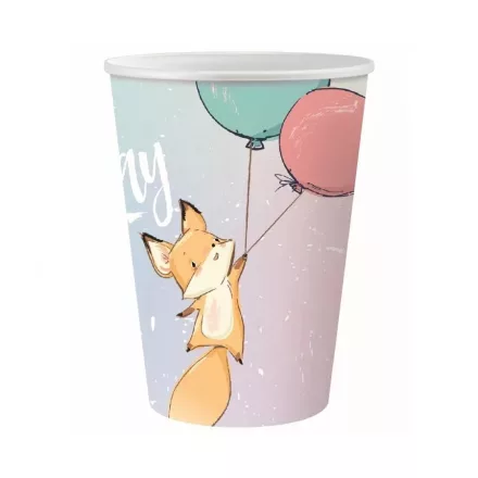 Róka Balloon Happy Birthday papír pohár 6 db-os 270 ml