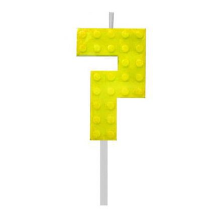 Építőkocka 7-es Yellow Blocks tortagyertya, számgyertya