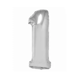 Ezüst 1-es Silver szám fólia lufi 76 cm