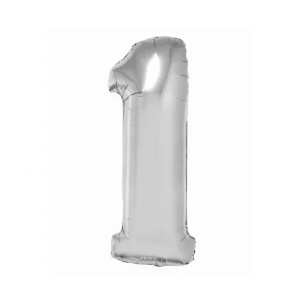 Ezüst 1-es Silver szám fólia lufi 76 cm