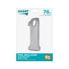 Ezüst 1-es Silver szám fólia lufi 76 cm