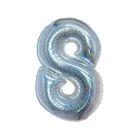 Holographic Silver, Ezüst 8-as szám fólia lufi 76 cm