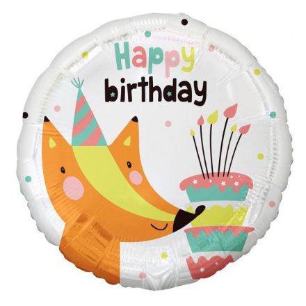 Róka Happy Birthday Fox fólia lufi 36 cm