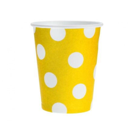 Sárga Yellow Polka Dots papír pohár 6 db-os 270 ml