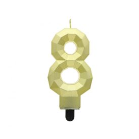 Arany 8-as Diamond Metallic számgyertya, tortagyertya