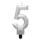 Ezüst 5-ös Diamond Metallic számgyertya, tortagyertya