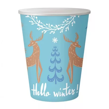 Karácsonyi Hello Winter Blue papír pohár 6 db-os 250 ml
