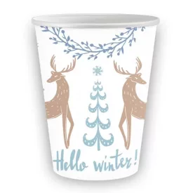 Karácsonyi Hello Winter White papír pohár 6 db-os 250 ml