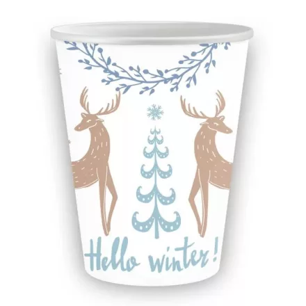 Karácsonyi Hello Winter White papír pohár 6 db-os 250 ml