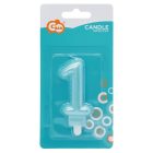 Kék 1-es Pearly Light számgyertya, tortagyertya