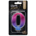 Színes 0-ás Night Sky Metallic számgyertya, tortagyertya