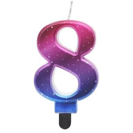 Színes 8-as Night Sky Metallic számgyertya, tortagyertya